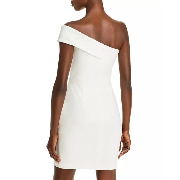 AQUA FORMAL Women's White One-Shoulder Scuba Crepe Bodycon Mini Dress SZ 8 - Picture 11 of 11